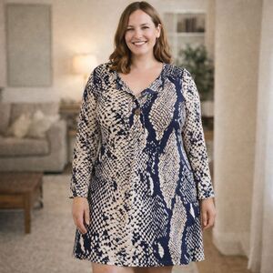 Diane von Furstenberg Gaby Tunic Dress Silk Women's 12 Snakeskin Print Old Money